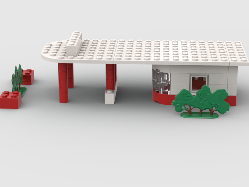 Lego Esso Gas Station With Small Garden (1958)
