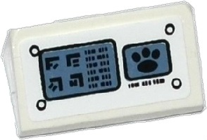 Lego Slope 30 1 x 2 x 2/3 with Control Panel with Rivets and Alien Characters and Paw Print on Screens Pattern (Sticker) - Set 70223