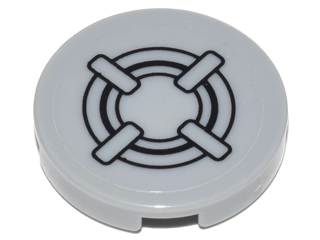 Lego Tile, Round 2 x 2 with Black Circles and Bars (Hot Plate) Pattern (Sticker) - Set 4840