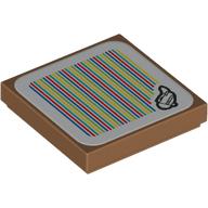 Lego Tile 2 x 2 with Plane and Barcode Print (Sticker) / Tan