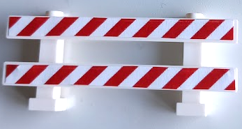 Lego Fence 1 x 8 x 2 2/3 with Red and White Danger Stripes Pattern (Stickers) - Set 60200 / White