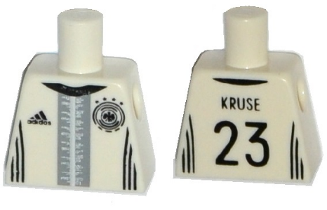 Lego Torso Soccer Shirt with Adidas Logo, 4 Stars and Eagle Front, 'KRUSE 23' Back Pattern / White