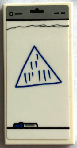 Lego Tile 2 x 4 with Flip Chart with Triangle, 9 Tally Marks and Blue Pen Pattern (Sticker) - Set 21336 / White