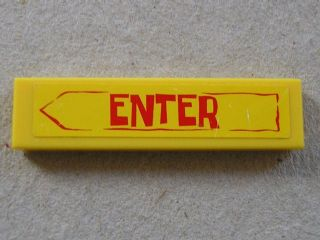 Lego Tile 1 x 4 with Red 'ENTER' in Arrow Pattern (Sticker) - Sets 3825 / 3833 / Yellow