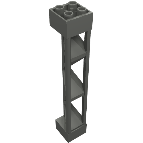 Lego Support 2 x 2 x 10 Girder Triangular Vertical - Type 1 - Solid Top, 3 Posts / Dark Bluish Gray