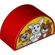 Lego Duplo Brick 2 x 4 x 2 Curved Top with Dog, Bunny / Rabbit and Cat Print
