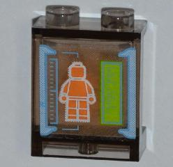 Lego Panel 1 x 2 x 2 with Side Supports - Hollow Studs with Orange Minifigure on Screen Pattern (Sticker) - Set 6873