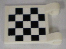 Lego Flag 2 x 2 Square with Flat Edge with Checkered Pattern on Both Sides, White Corners (Stickers) - Sets 8864 / 8897 / 8898 / 8899 / White
