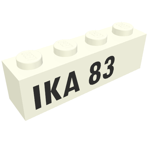 Lego Brick 1 x 4 with Black 'IKA 83' Print / White