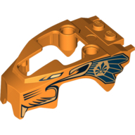 Lego Fairing, Fly Wheel, Lion Shape with Gold and Blue Feathers Print / Orange