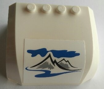 Lego Windscreen 5 x 6 x 2 Curved Top Canopy with 4 Studs with Sky, Mountains and River on White Background Pattern (Sticker) - Set 60182