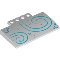Lego Brick Curved 5 x 8 x 2/3 with Stars and Blue Lines Print / White