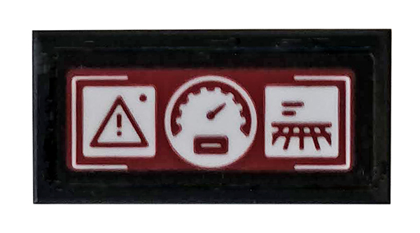 Lego Tile 1 x 2 with Dark Red Control Panel with Speedometer, Triangle and Radar Pattern (Sticker) - Set 76078