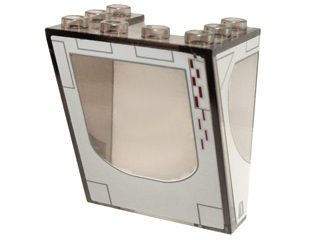 Lego Windscreen 3 x 4 x 4 Inverted with Window Frames with Rectangles, Triangles and Small Red Lines Pattern (Stickers) - Set 10195