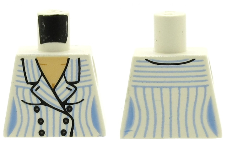 Lego Torso Indiana Jones Suit Jacket Female with Blue Pinstripes Pattern / White