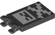 Lego Tile, Modified 2 x 3 with 2 Clips with Pixelated Skull and Crossbones Minecraft Pattern / Black