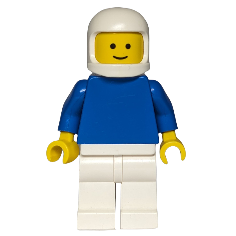 Lego Man, Blue Torso, White Legs, White Helmet