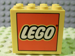 Lego Brick 2 x 4 x 3 with Lego Logo Pattern Both Sides / Yellow