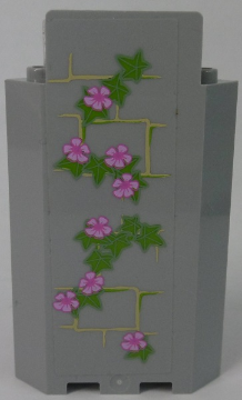 Lego Panel 3 x 3 x 6 Corner Wall without Bottom Indentations with Bricks and Ivy Trunks with 8 Magenta Flowers Pattern 2 (Sticker) - Set 41055