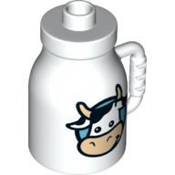 Lego Duplo Milk Bottle with Handle and Cow Print / White