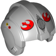 Lego Helmet Rebel Pilot, Center Ridge with Red Rebel Logo Print / Light Bluish Gray