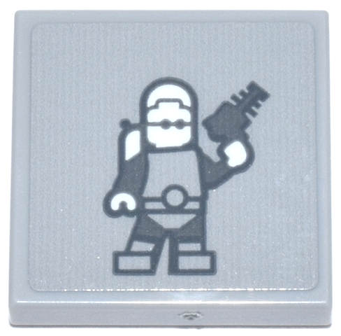 Lego Tile 2 x 2 with Dark Bluish Gray Mr. Freeze Minifigure with Gun, White Head, Hands and Air Tanks Pattern (Sticker) - Set 76271