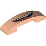 Lego Brick Curved 4 x 1 Double, No Studs with Wide Mouth Print / Light Nougat