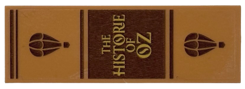 Lego Tile 2 x 6 with Reddish Brown Lines, Hot Air Balloons and Gold 'THE HISTORIE OF OZ' Pattern (Sticker) - Set 75691 / Medium Nougat