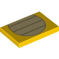 Lego Tile 2 x 3 with Tan Stripes in Oval Print (Koopa Stomach) / Yellow