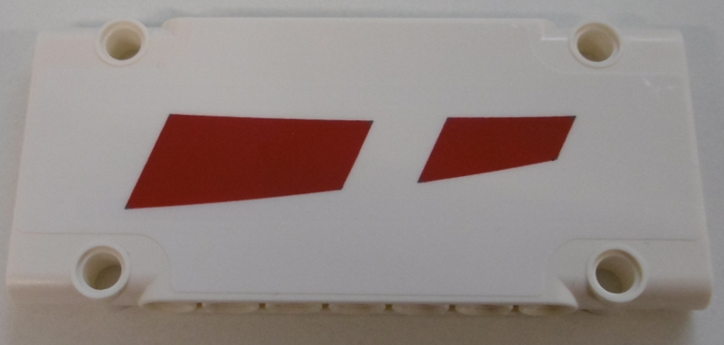 Lego Technic, Panel Plate 5 x 11 x 1 with Red Trapezoids Pattern Model Left Side (Sticker) - Set 42100