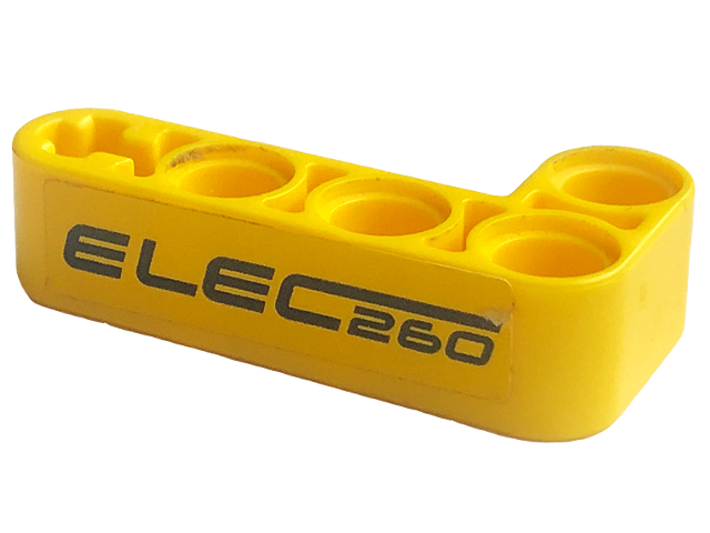 Lego Technic, Liftarm, Modified Bent Thick L-Shape 2 x 4 with Black 'ELEC260' Pattern Model Right Side (Sticker) - Set 42094