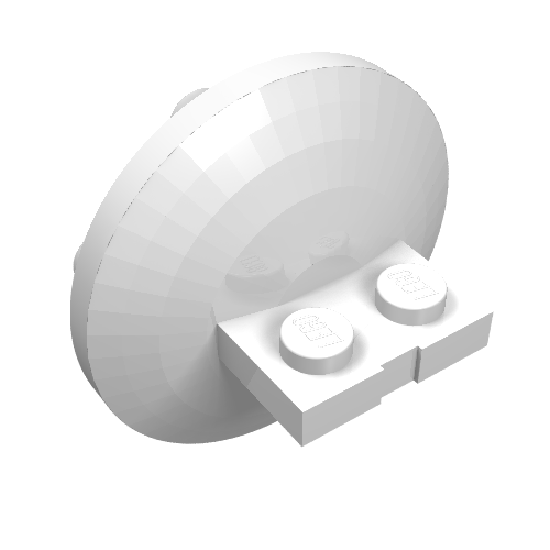 Lego Plate Special 1 x 2 with 4 x 4 disk at 90 degrees / White