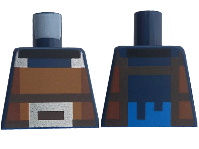 Lego Torso Pixelated Dark Brown, Dark Nougat, Reddish Brown and Silver Pattern / Dark Blue