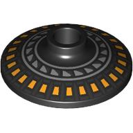 Lego Dish 2 x 2 Inverted [Radar] with Turbine, Orange/Silver Stripes Print / Black
