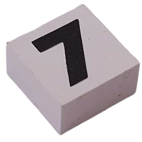 Lego Modulex Tile 2 x 2 with Black '7' Print, Black Internal Lining, No Dot