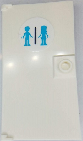 Lego Door 1 x 4 x 6 with Stud Handle with Medium Azure Male and Female Friends Mini Dolls Silhouettes, Unisex Restroom Pattern (Sticker) - Set 41430 / White