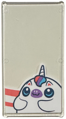 Lego Glass for Window 1 x 4 x 6 with Coral Stripes and White Unicorn Pattern (Sticker) - Set 42674