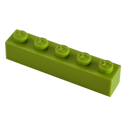 Lego Modulex Brick 1 x 5 with M on Stud / Modulex Pastel Green
