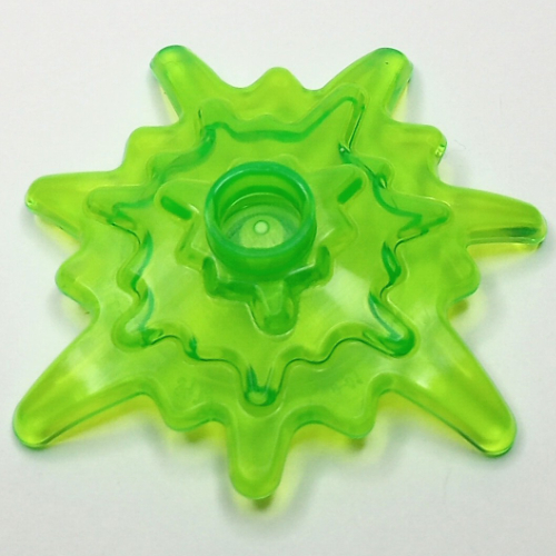 Lego Wave / Power Burst / Flame / Magic Spell Effect, Large Dish with Splash with Stud / Trans-Bright Green
