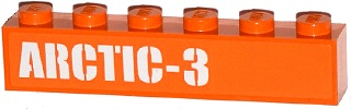 Lego Brick 1 x 6 with White 'ARCTIC-3' Pattern on Left (Sticker) - Set 60035