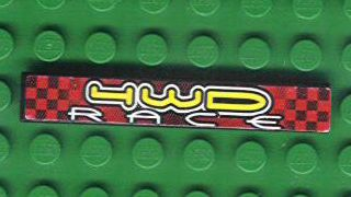 Lego Tile 1 x 6 with '4WD RACE' Pattern (Sticker) - Set 8279 / Black