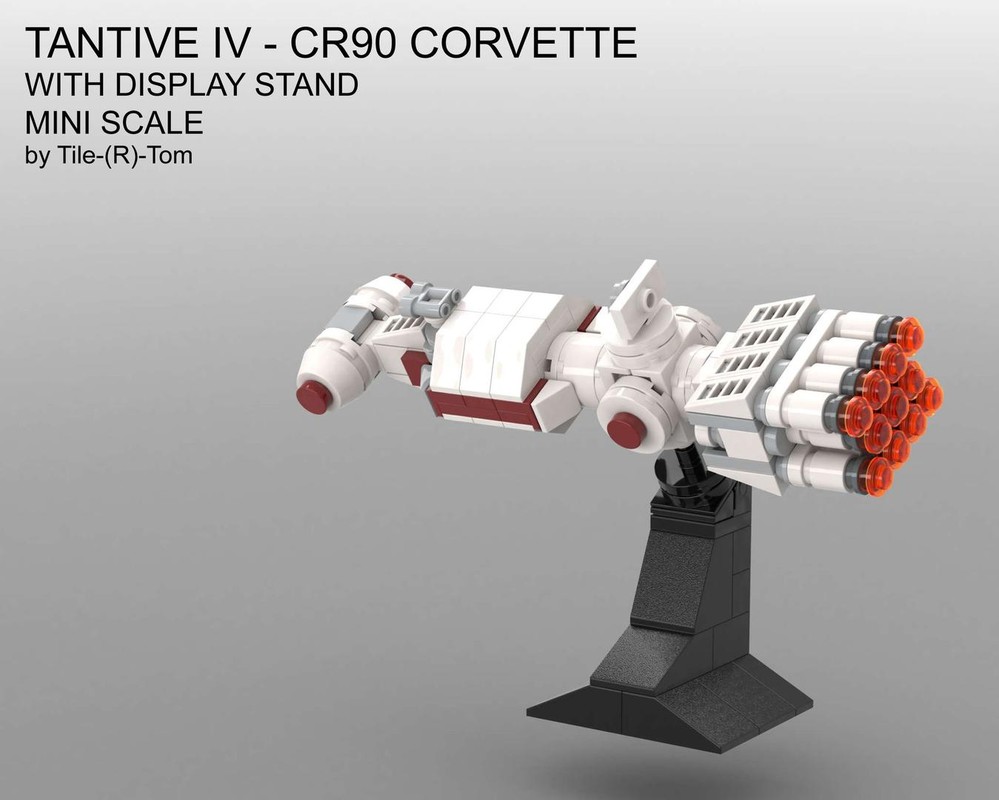 Lego Mini CR-90 Tantive IV Rebel Blockade Runner with display stand