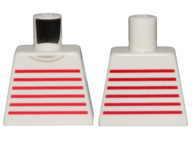 Lego Torso Sweater with Red Thin Horizontal Stripes Pattern / White