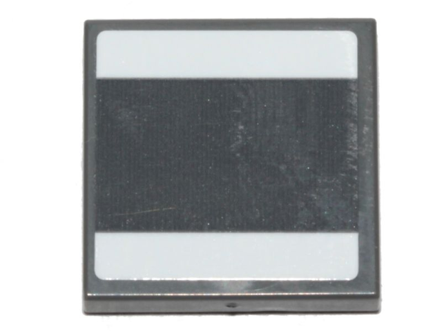 Lego Tile 2 x 2 with White Stripes Pattern (Sticker) - Set 75242 / Dark Bluish Gray