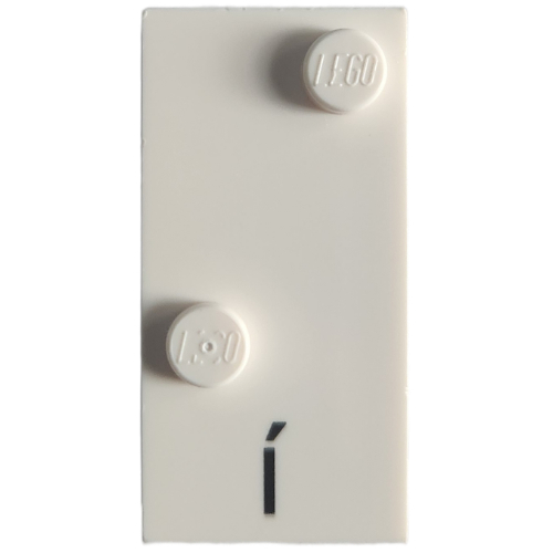 Lego Braille Brick 2 x 4 with 2 Studs ⠌ and 'Í' Print