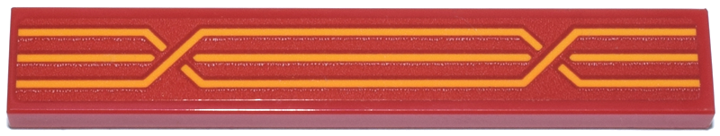 Lego Tile 1 x 6 with Bright Light Orange Bent Crossing Lines Pattern (Sticker) - Set 76457 / Red