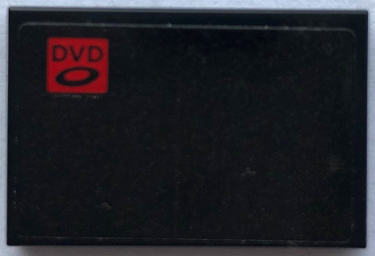 Lego Tile 2 x 3 with 'DVD' in Red Square Pattern (Sticker) - Set 21336 / Black