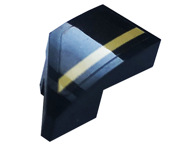 Lego Wedge 2 x 1 x 2/3 Right with Gold Stripe Pattern (Sticker) - Set 76899 / Black