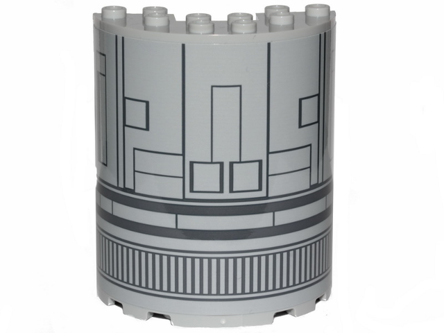 Lego Cylinder Half 3 x 6 x 6 with 1 x 2 Cutout with SW The Razor Crest Hull Plates Pattern (Sticker) - Set 75292