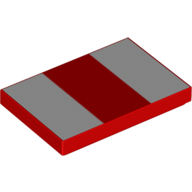 Lego Tile 2 x 3 with White Rectangles Print / Red